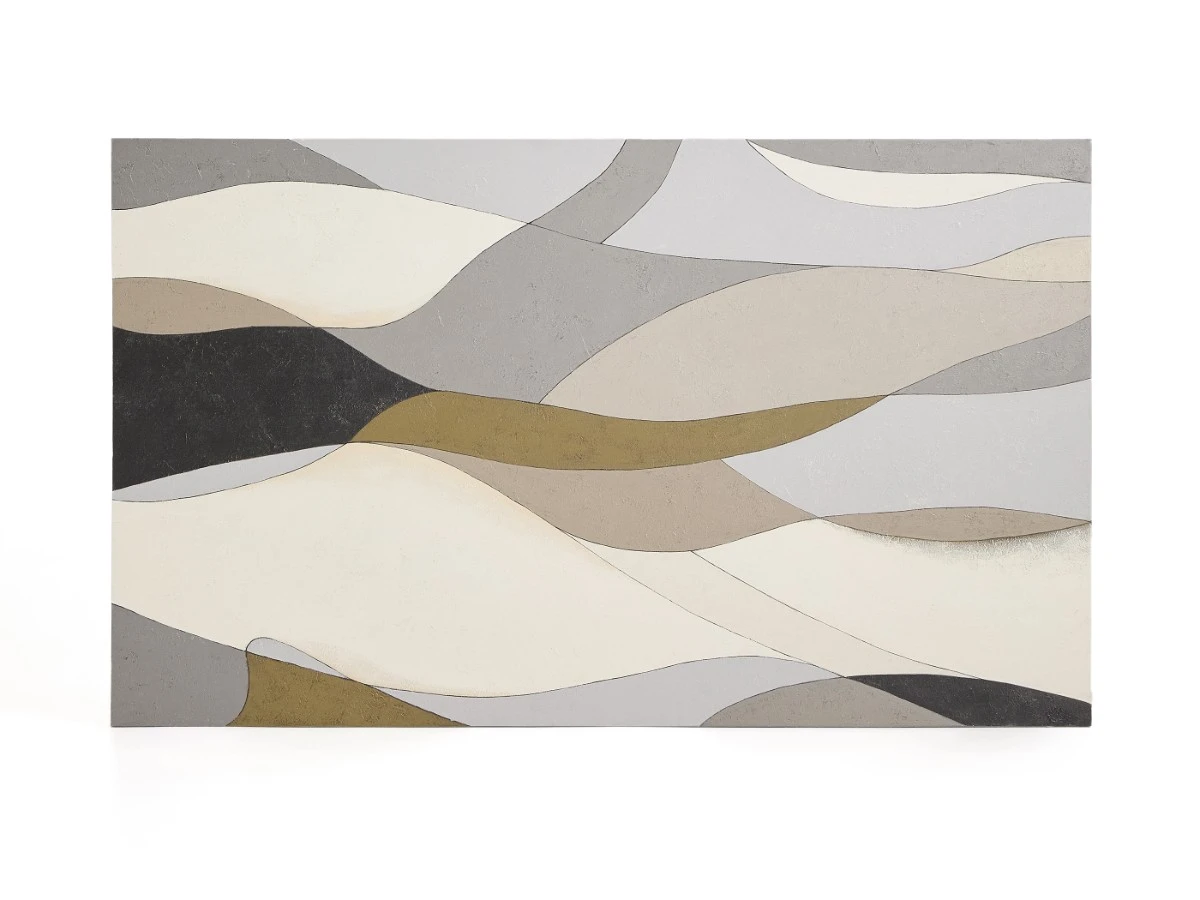 Абстрактный холст Marvilo серо-горчичного 962382  - фото 3