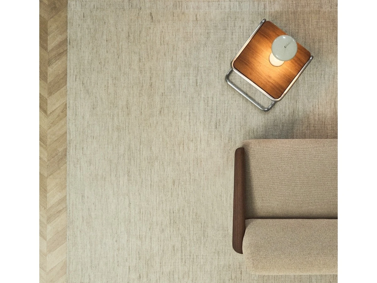 Жаккардовый шерстяной ковер Dalena в бежевую полоску 300 x 200 см 962385