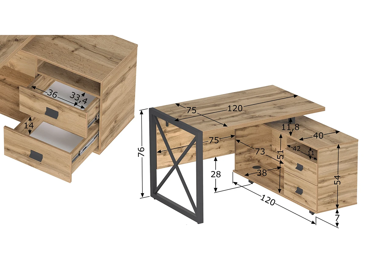 Стол рабочий универсальный Хардвиг 964126