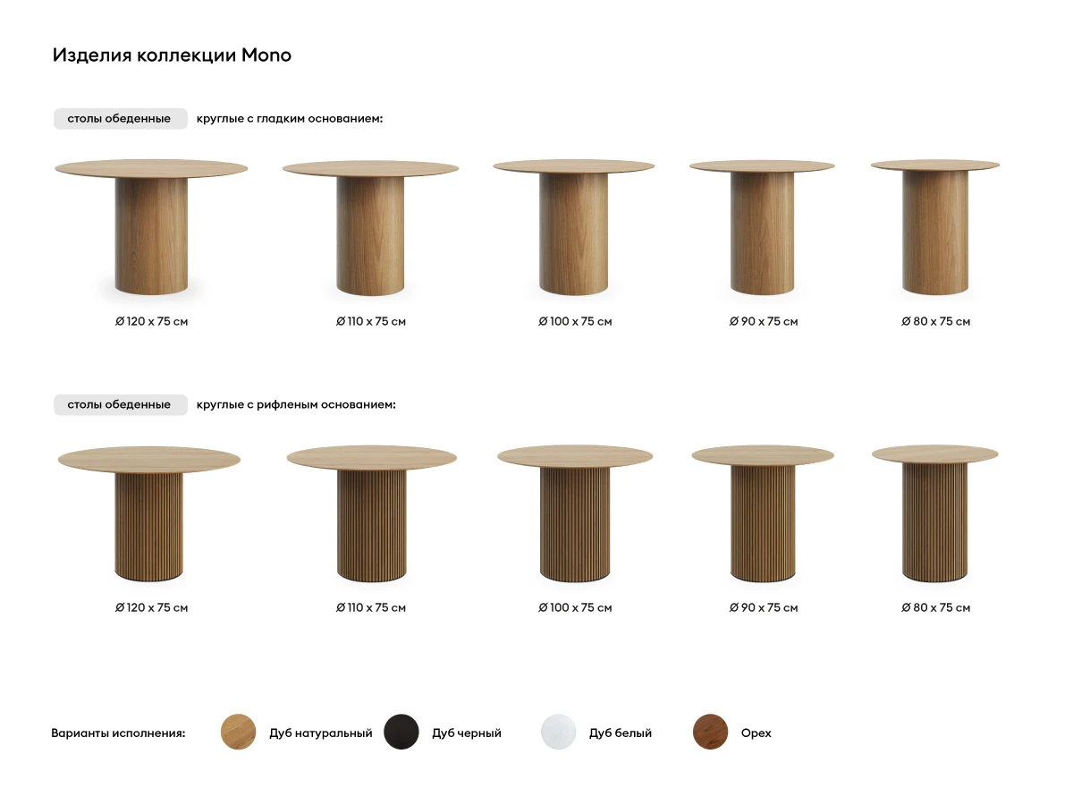 Стол обеденный Mono Stripe D90/D44/H75 966129  - фото 3