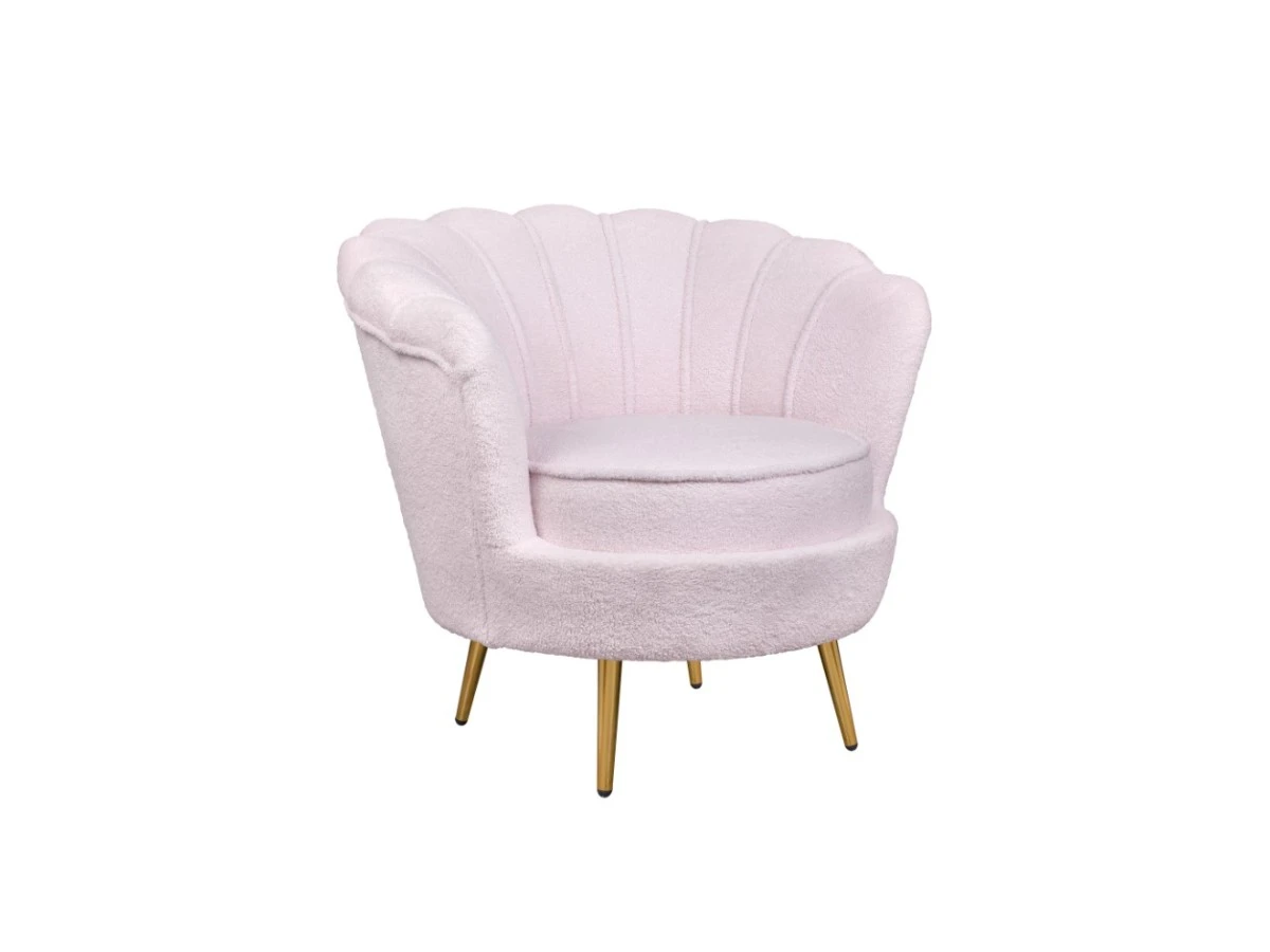 Низкое кресло ракушка Pearl Pink Boucle 970089