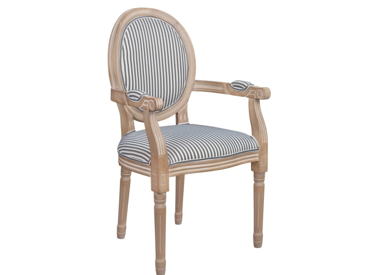 Мягкий стул с подлокотниками Volker Arm Black Pinstripe 970174