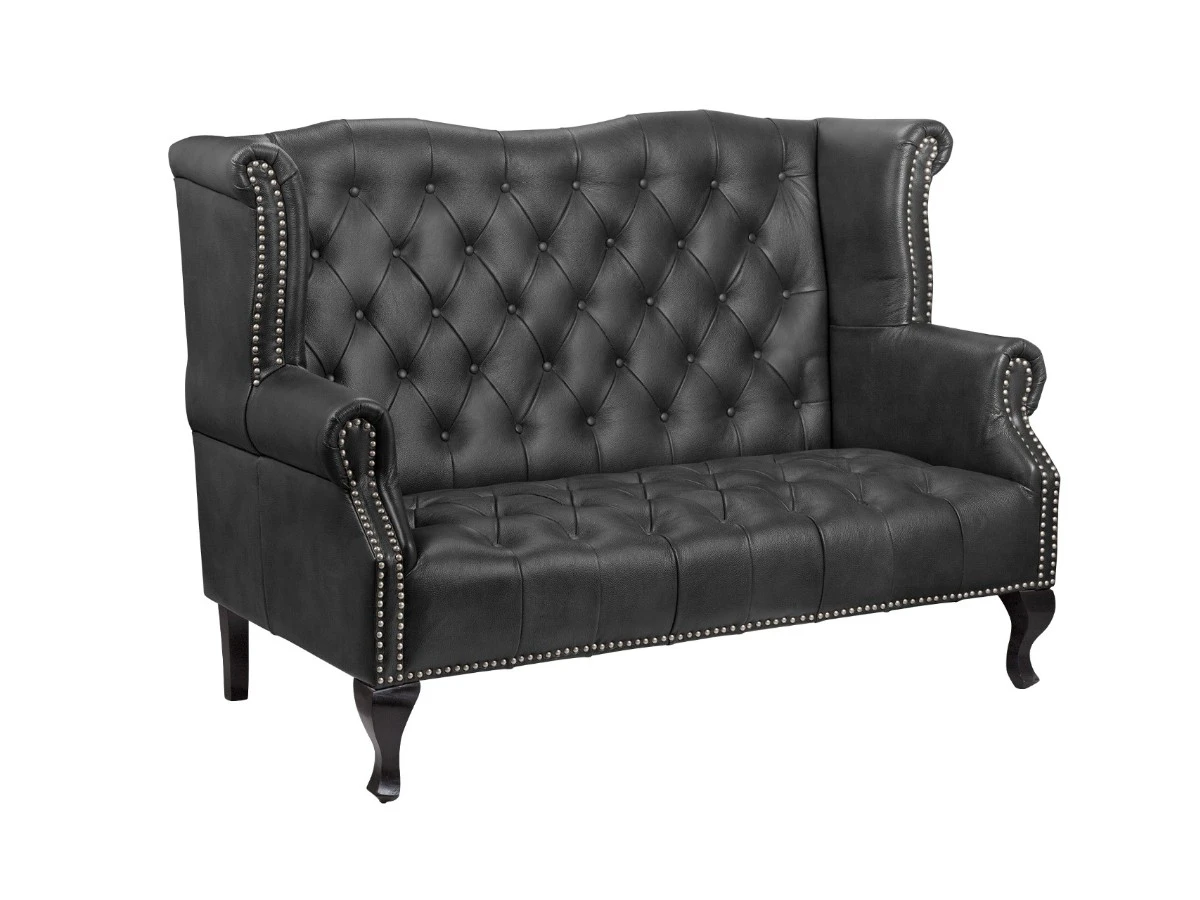 Кожаный дизайнерский диван лофт Royal Sofa Black 970321