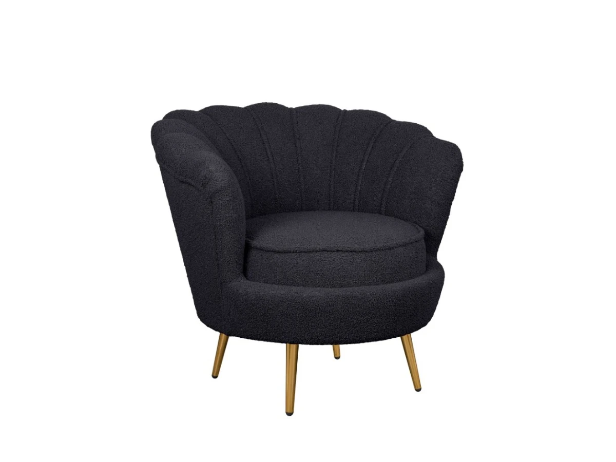 Низкое кресло ракушка Pearl Black Boucle 970411