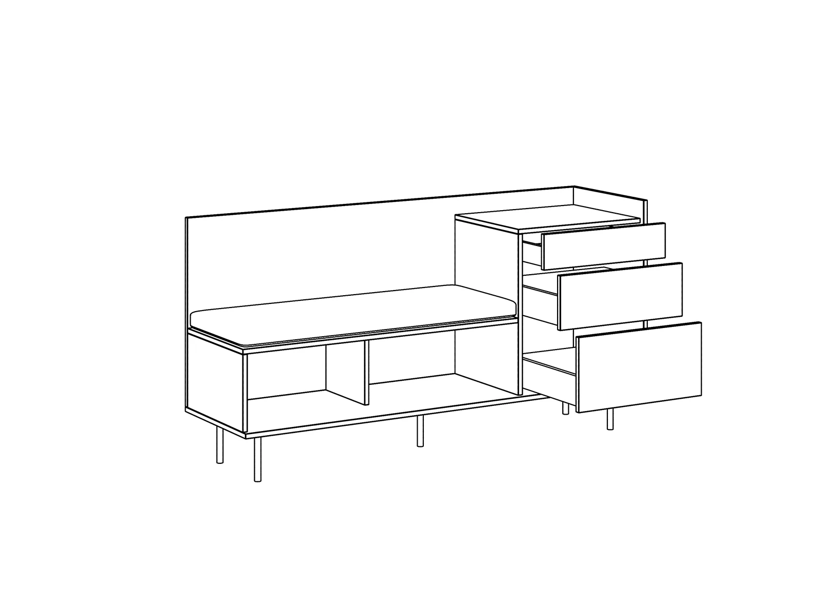 Комод со скамьей слева Look 970558  - фото 5