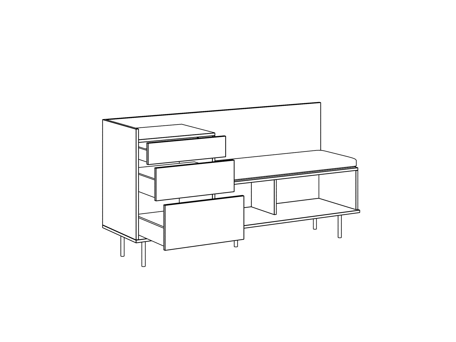 Комод со скамьей справа Look 970729  - фото 5