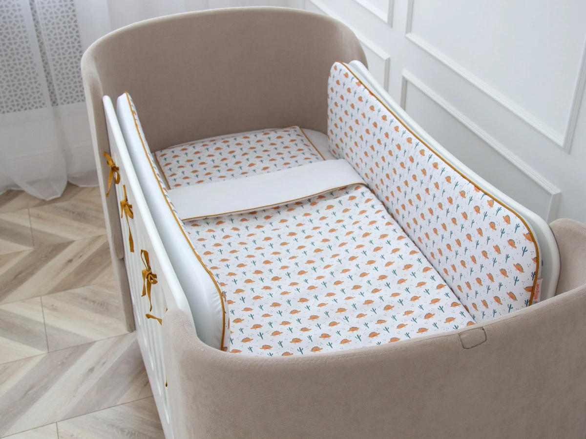 Мягкие бортики для кроватки KIDI soft Жёлтые динозаврики 972501  - фото 3