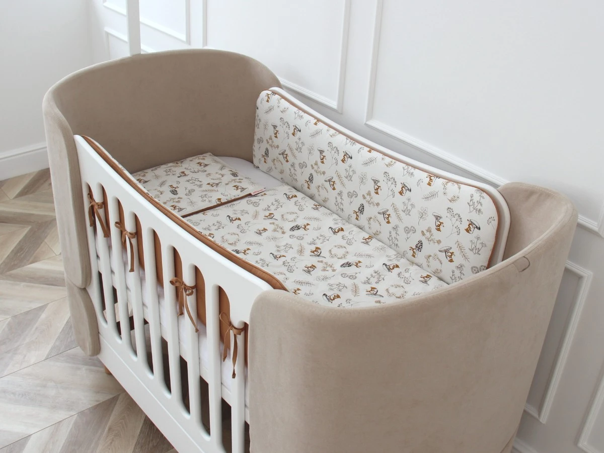 Мягкие бортики для кроватки KIDI soft Зайчики с грибами 972520  - фото 8