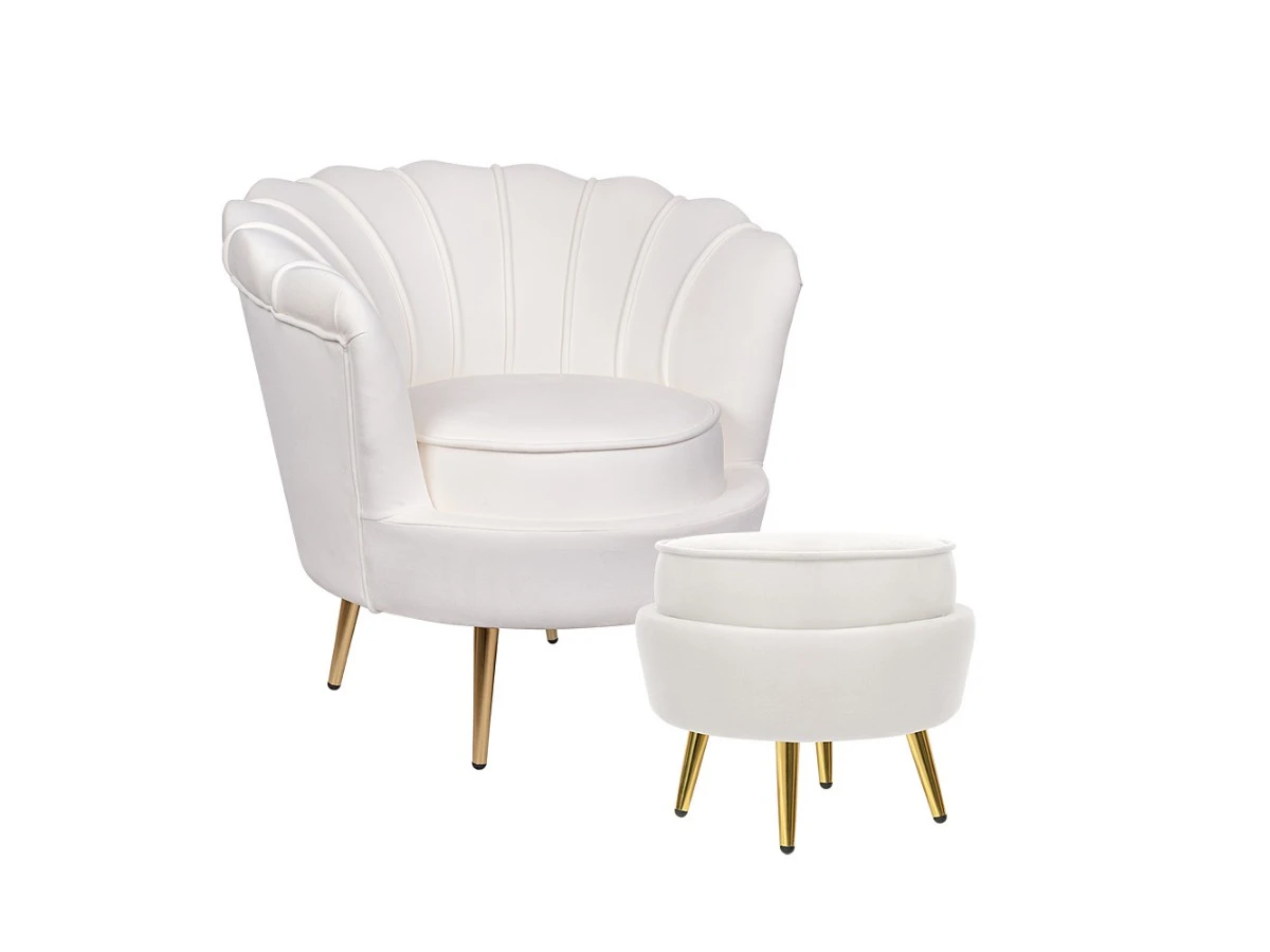 Кресло с пуфом ракушка Pearl Beige 974538