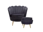 Кресло с пуфом ракушка Pearl Black