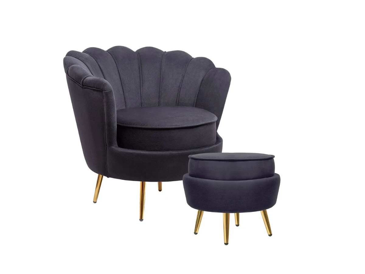 Кресло с пуфом ракушка Pearl Black 974544