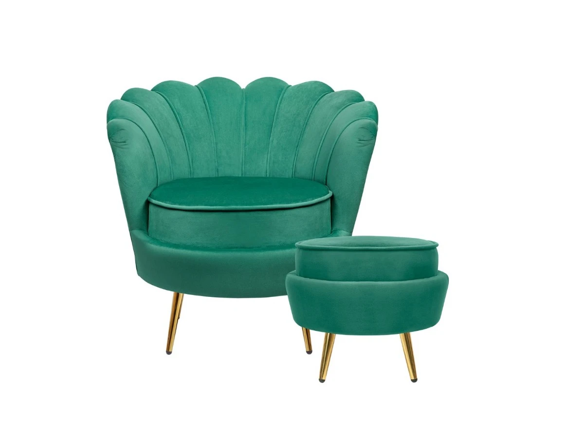 Кресло с пуфом ракушка Pearl Green V2 974552