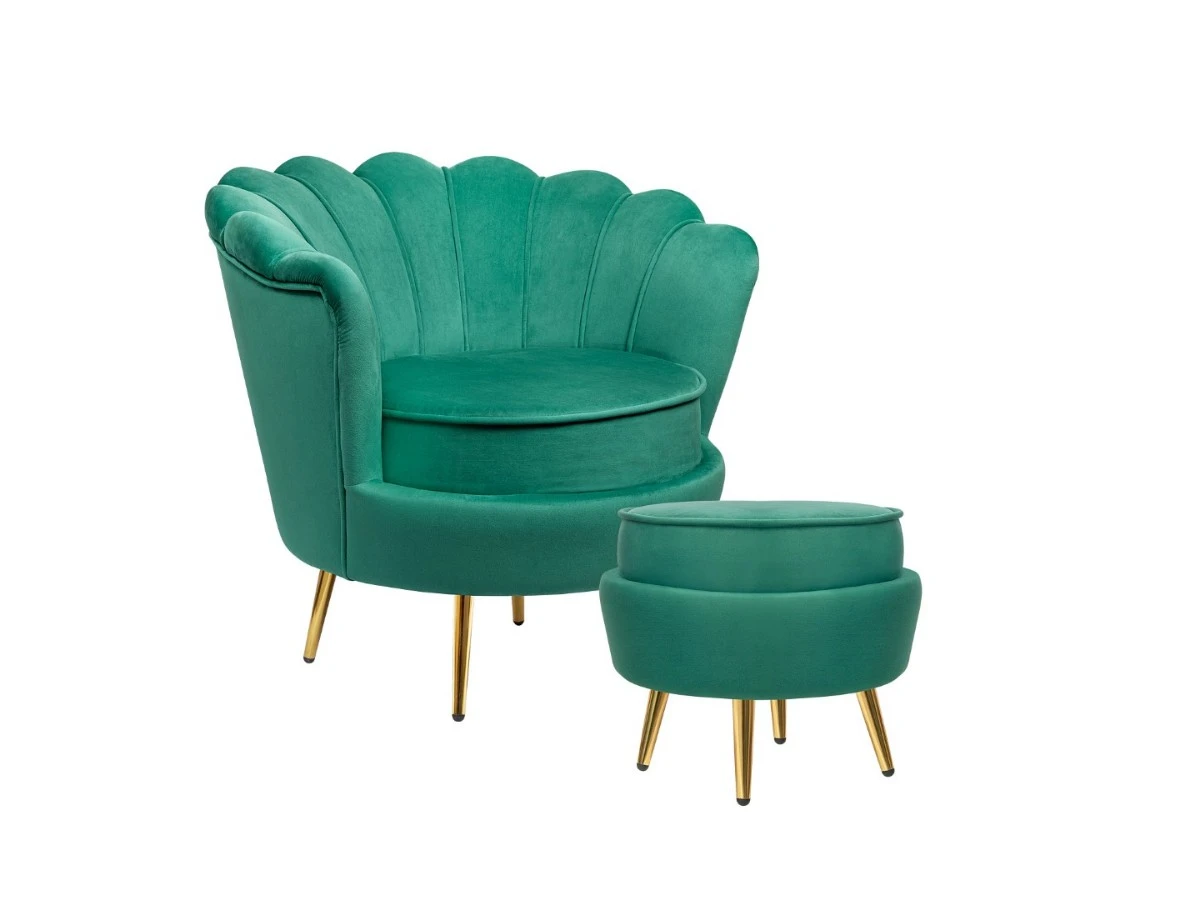 Кресло с пуфом ракушка Pearl Green V2 974552