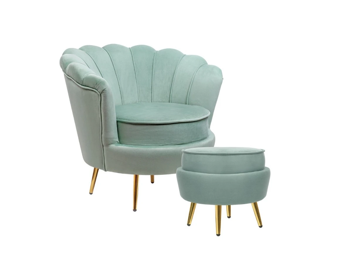 Кресло с пуфом ракушка Pearl Green 974559