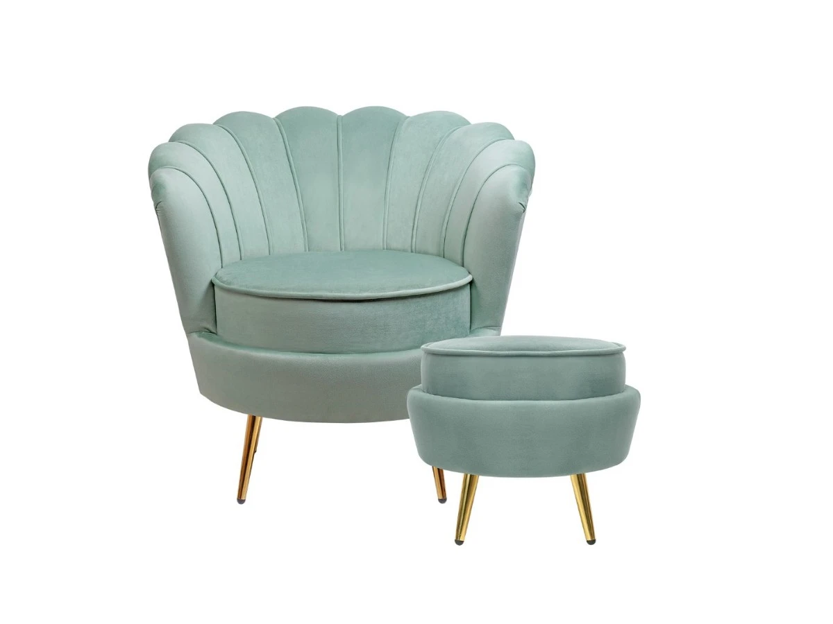 Кресло с пуфом ракушка Pearl Green 974559