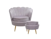 Кресло с пуфом ракушка Pearl Grey