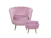 Кресло с пуфом ракушка Pearl Pink