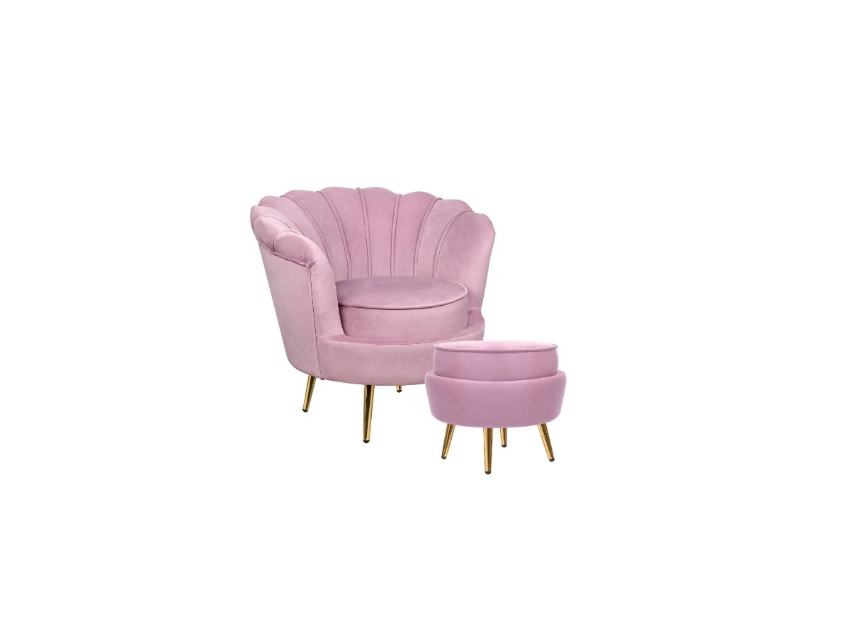 Кресло с пуфом ракушка Pearl Pink 974588