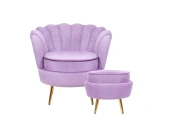 Кресло с пуфом ракушка Pearl Purple