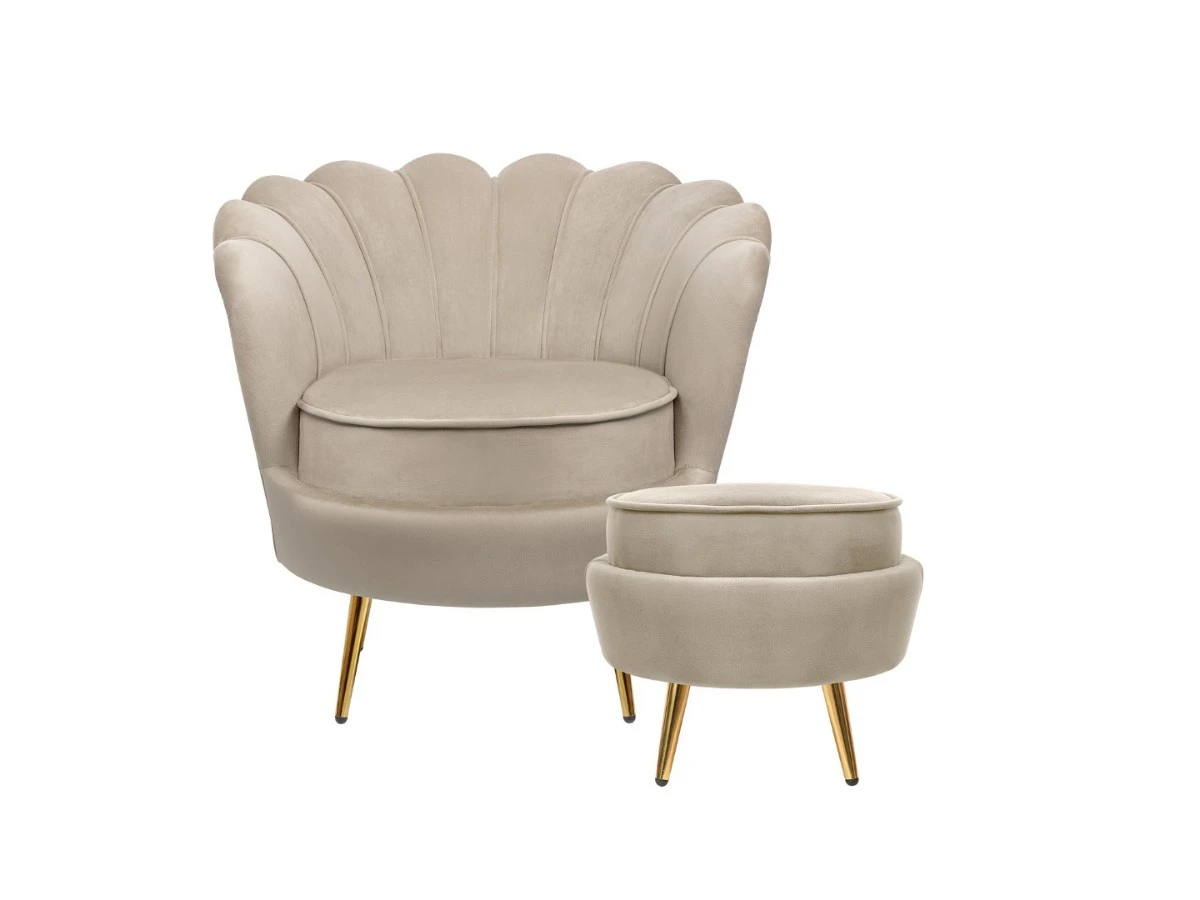 Кресло с пуфом ракушка Pearl Taupe 974611