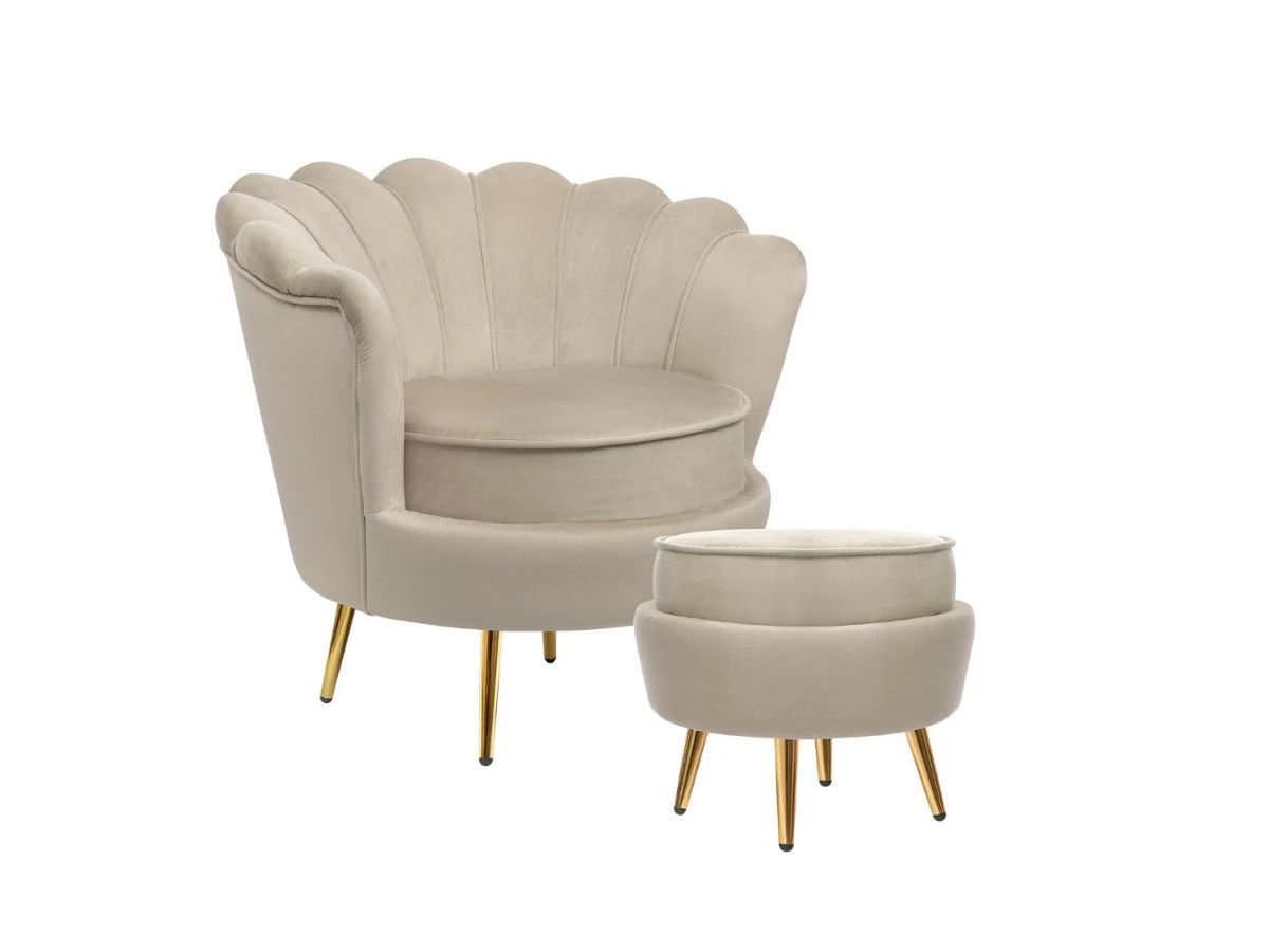 Кресло с пуфом ракушка Pearl Taupe 974611