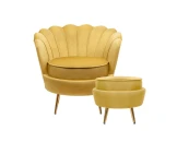 Кресло с пуфом ракушка Pearl Yellow