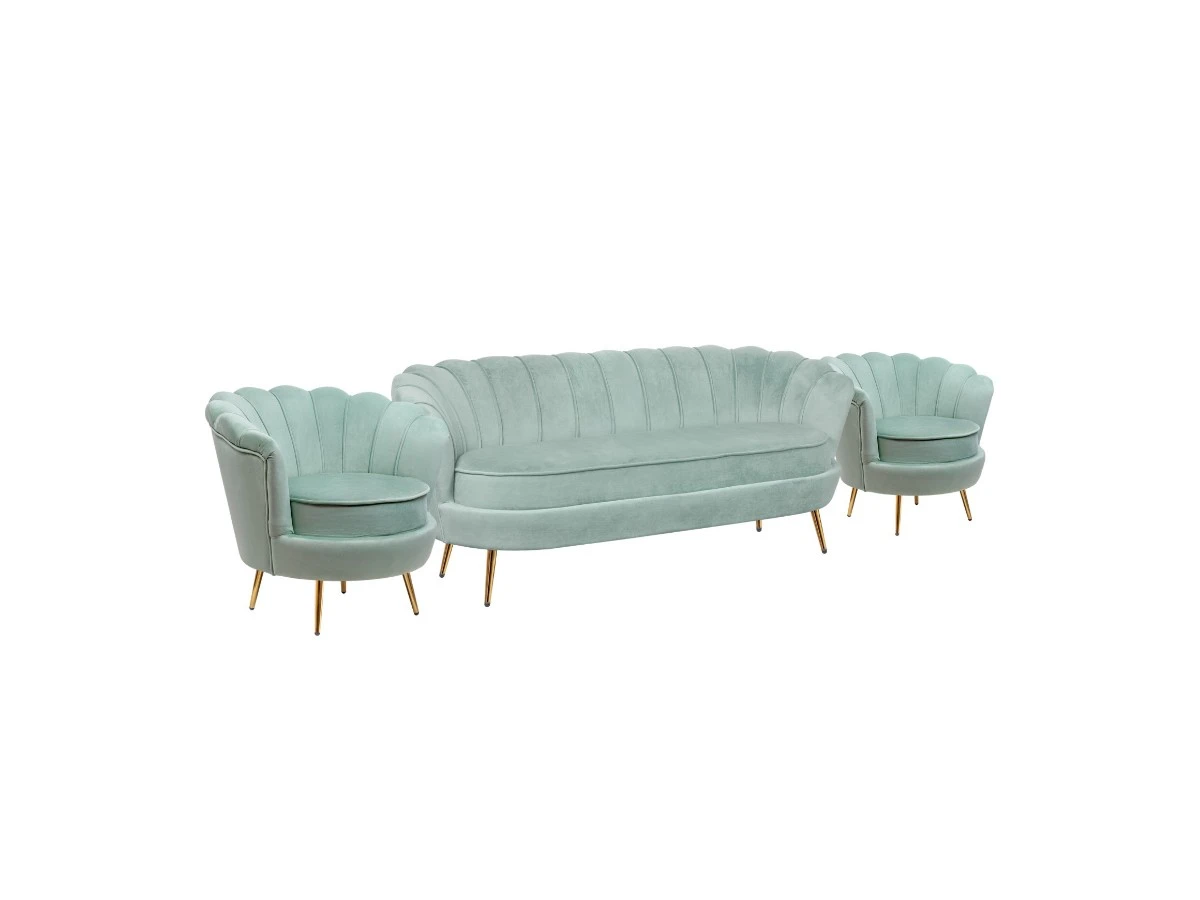 Комплект кресел и дивана ракушка Pearl Triple Green 974628