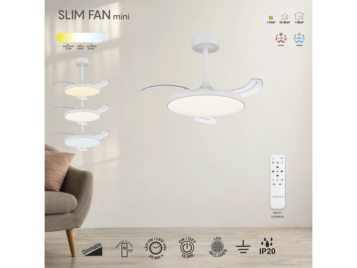 Люстра-вентилятор SLIM FAN mini MANTRA 991237  - фото 6