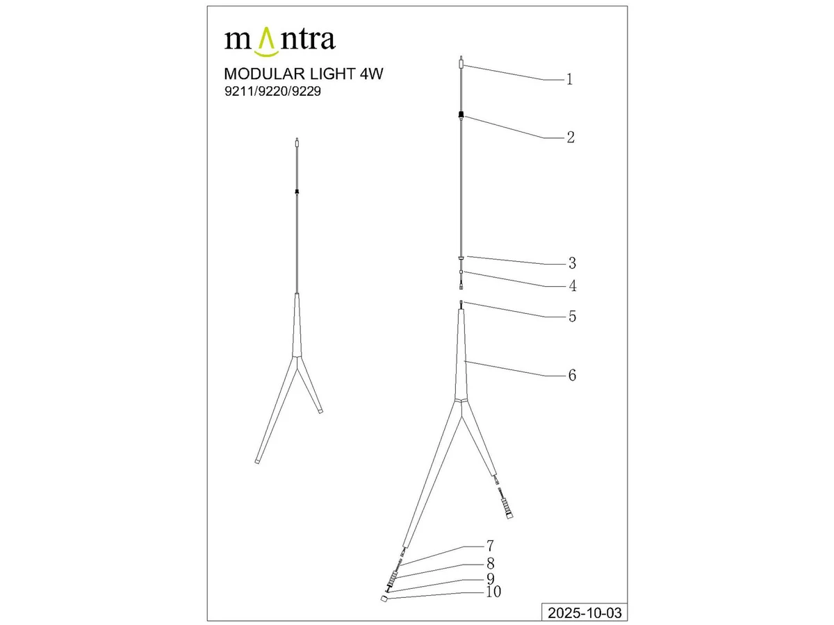 Подвесной модульный светильник без основания ARRECIFE Mantra 991294  - фото 8