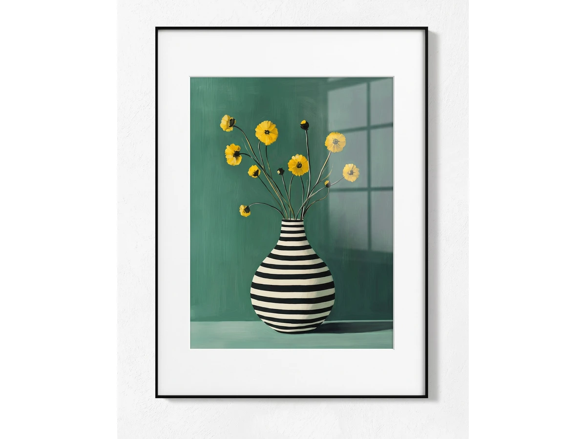 Постер Flowers amp striped vase 995778