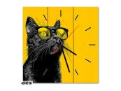 Настенные часы Черный кот в очках, 40x40 см