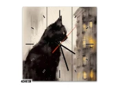 Настенные часы Кот в вечернем городе, 40x40 см