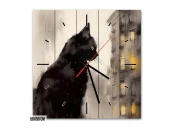 Настенные часы Кот в вечернем городе, 50x50 см