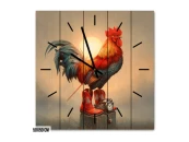 Настенные часы Петух на рассвете, 50x50 см