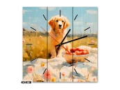 Настенные часы Щенок на пикнике, 40x40 см