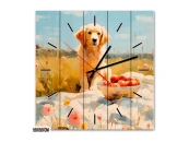 Настенные часы Щенок на пикнике, 50x50 см