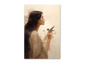 Картина на холсте Девушка с птичкой, 30x40 см