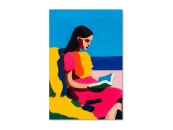 Картина на холсте Девушка читает на берегу, 30x40 см
