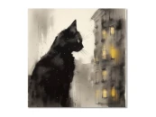 Картина на холсте Чёрный кот №1, 40x40 см