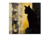 Картина на холсте Чёрный кот №2, 30x30 см