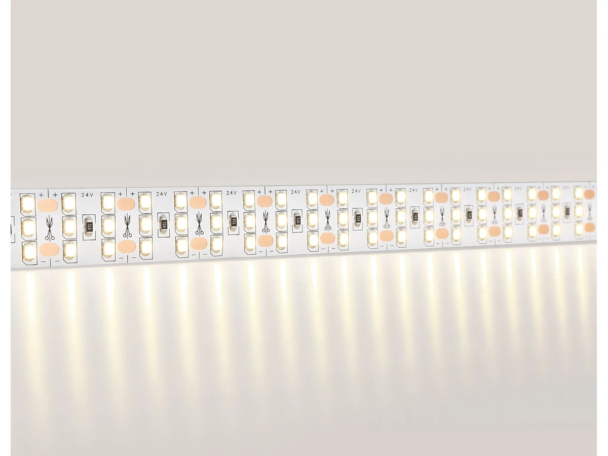 Светодиодная лента трехрядная GS3901 2835 324Led /26W m/ 24V IP20 3000K 5m (2 конт.) LED Strip 24V 1000753