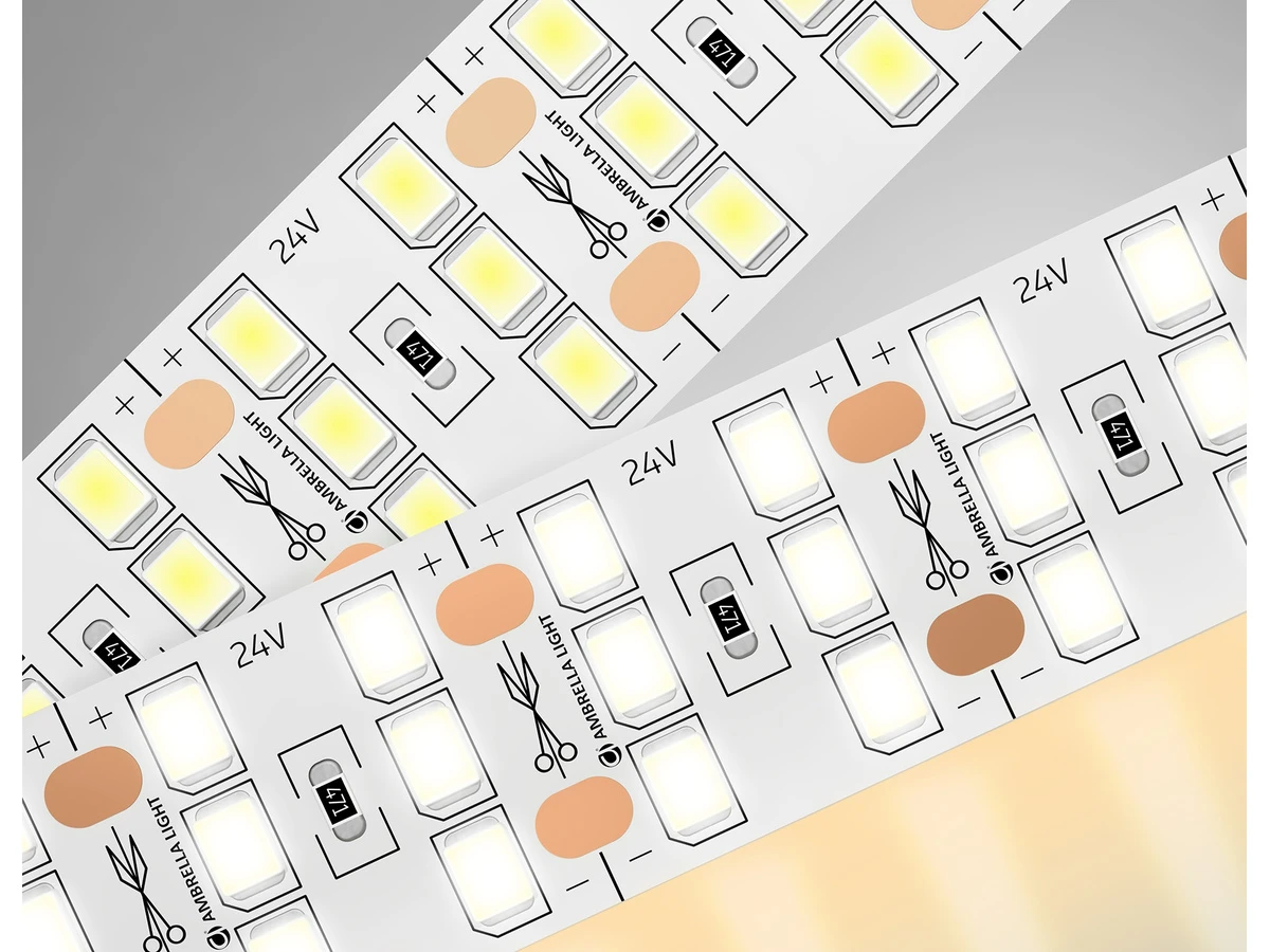 Светодиодная лента трехрядная GS3901 2835 324Led /26W m/ 24V IP20 3000K 5m (2 конт.) LED Strip 24V 1000753