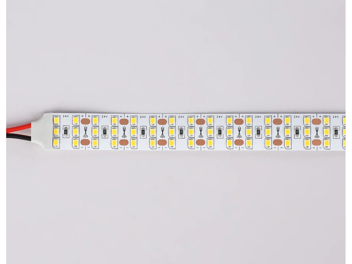 Светодиодная лента трехрядная GS3901 2835 324Led /26W m/ 24V IP20 3000K 5m (2 конт.) LED Strip 24V 1000753  - фото 4