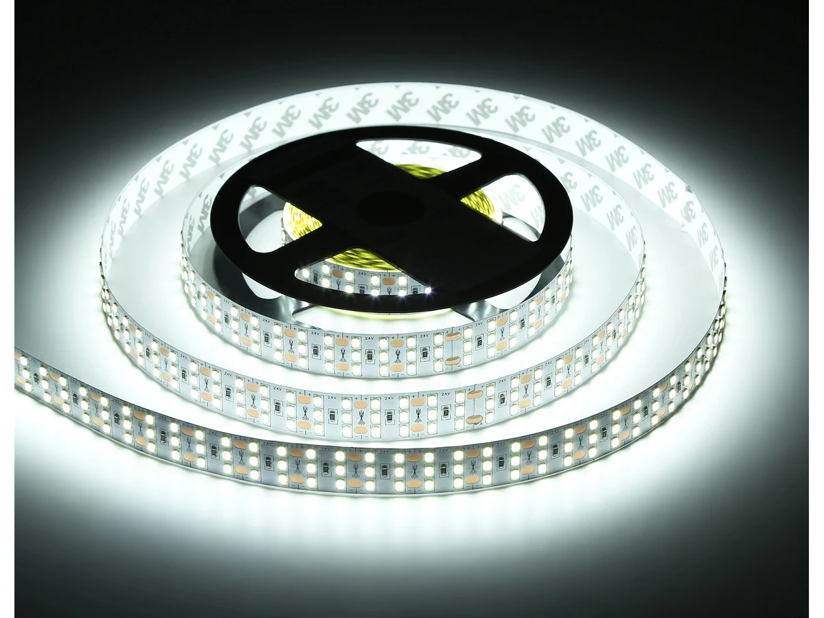 Светодиодная лента трехрядная GS3903 2835 324Led /26W m/ 24V IP20 6500K 5m (2 конт.) LED Strip 24V 1000777  - фото 7