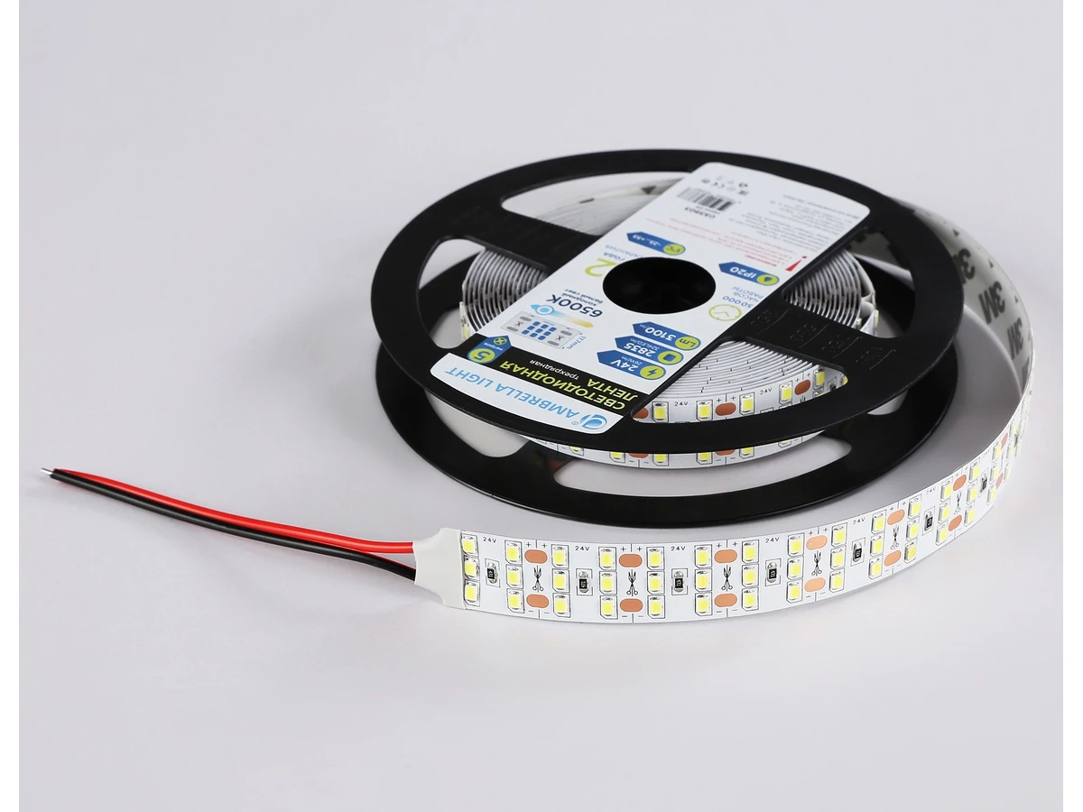 Светодиодная лента трехрядная GS3903 2835 324Led /26W m/ 24V IP20 6500K 5m (2 конт.) LED Strip 24V 1000777  - фото 6
