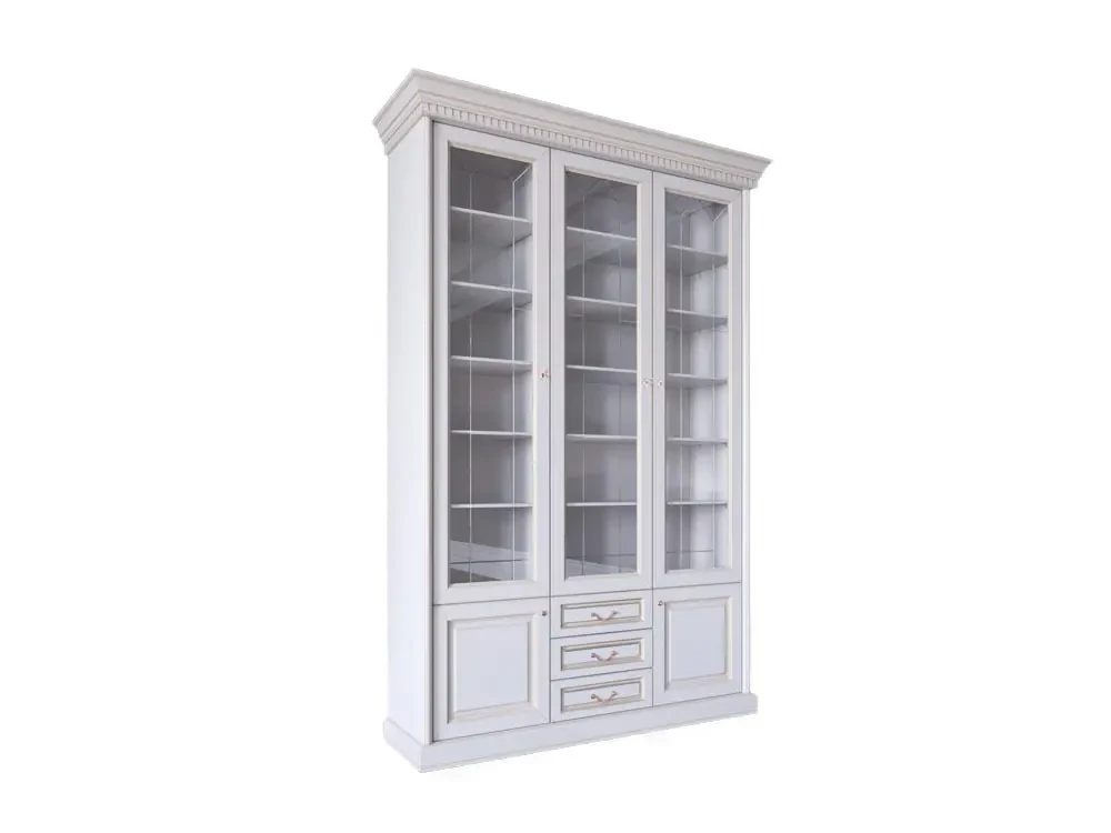 Шкаф для книг 3-х дверный в цвете Белая эмаль 664566  - фото 1