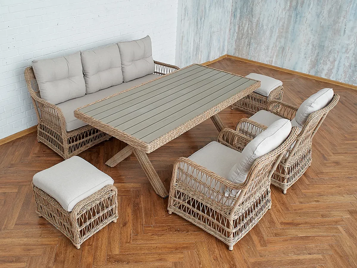 Комплект плетеной мебели из искусственного ротанга lv130 Brown/Beige