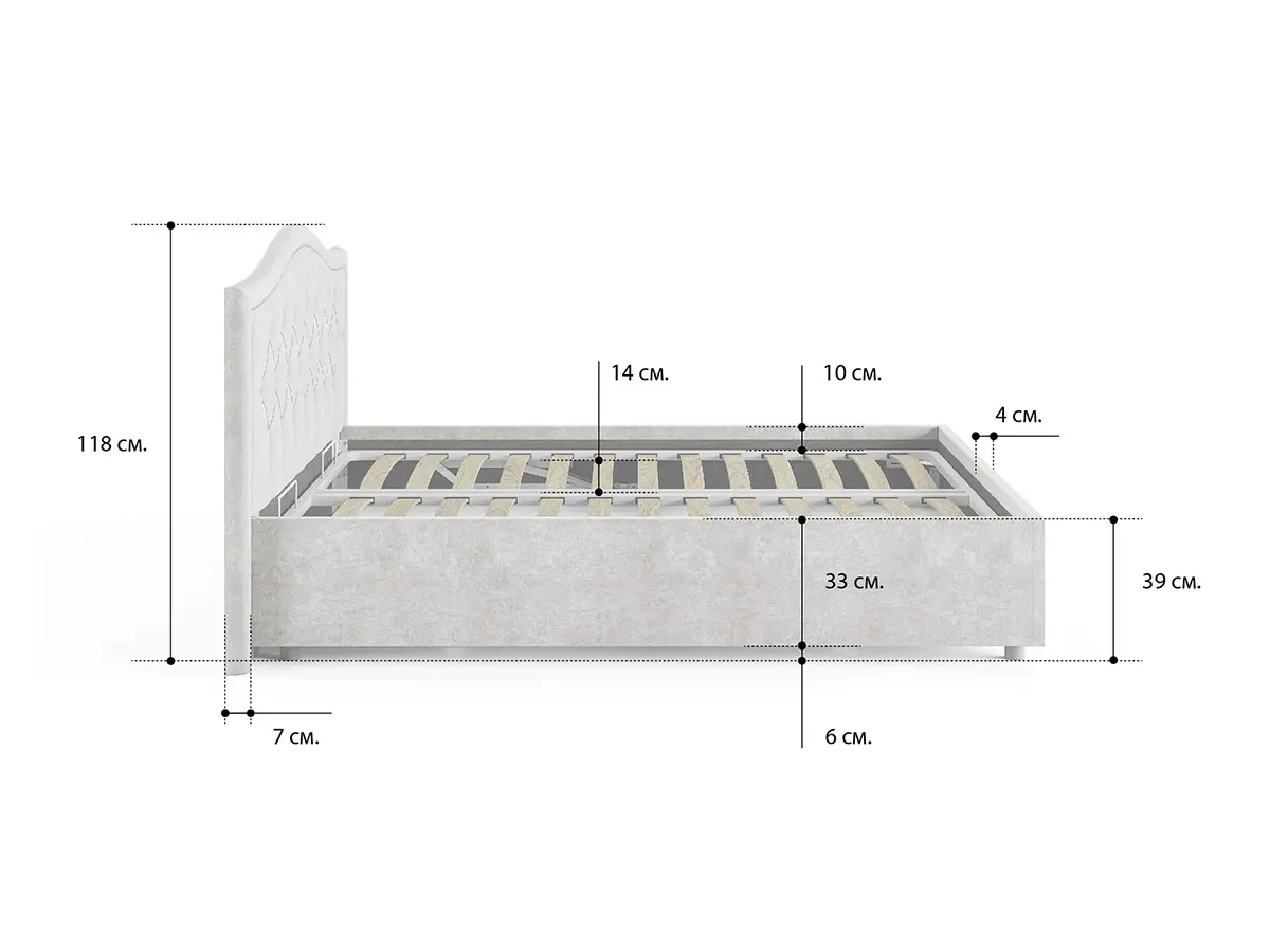 Кровать Ancona 160x190 без основания и подъемного механизма 685681  - фото 5
