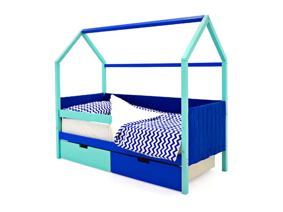Кровать-домик мягкая Svogen мятно-синий 518361  - фото 1