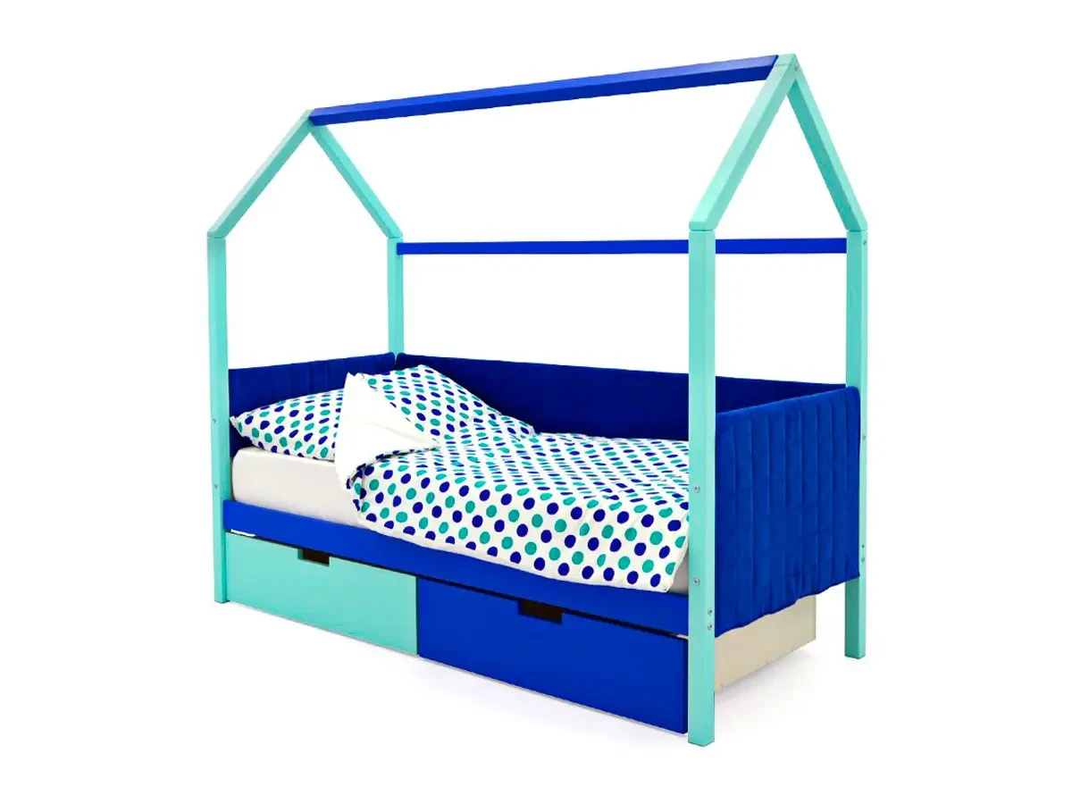 Кровать-домик мягкая Svogen мятно-синий 518361  - фото 4